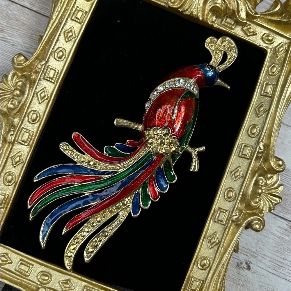 Colorful Jumbo Vintage/Vintage Inspired Peacock Brooch
